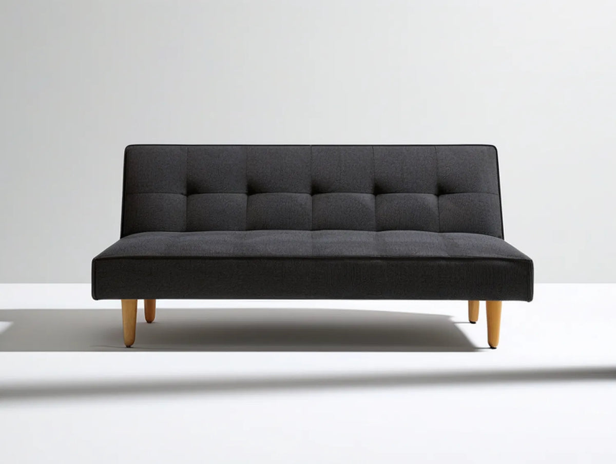 78 in Charcoal Gray Polyester Upholstered Convertible Futon Sofa Bed with Natural Brown Wood Legs