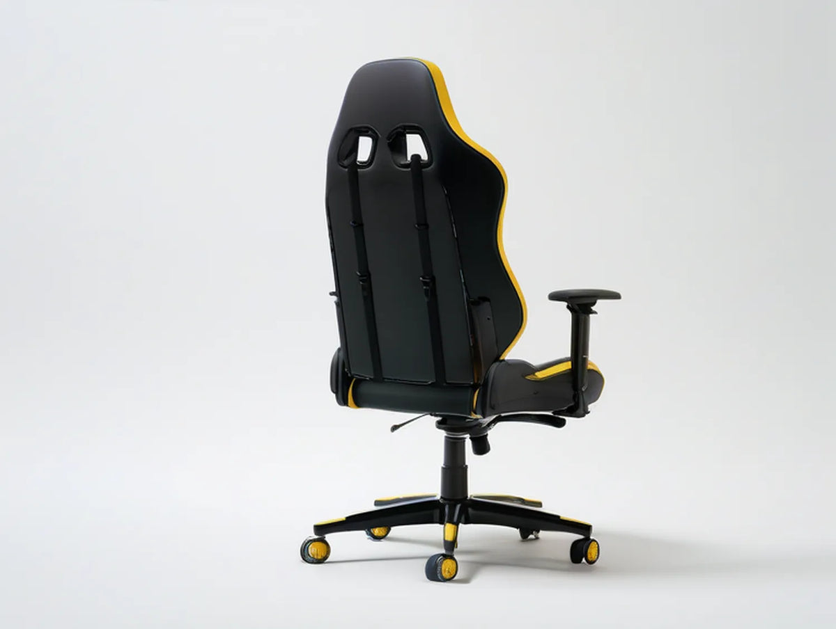 Black and Yellow Ergonomic Racing-Style Gaming Chair, 26.8 x 26.8 x 48.0-51.2 in
