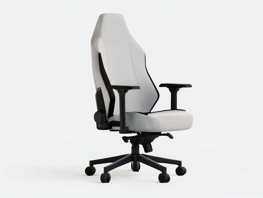 High-Back Ergonomic Gaming Chair, Gray/Black Polyester Upholstery, 26 x 27 x 47.2-51.2 in