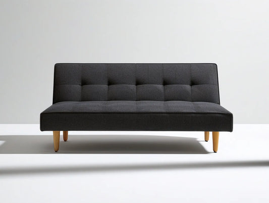 78 in Charcoal Gray Polyester Upholstered Convertible Futon Sofa Bed with Natural Brown Wood Legs
