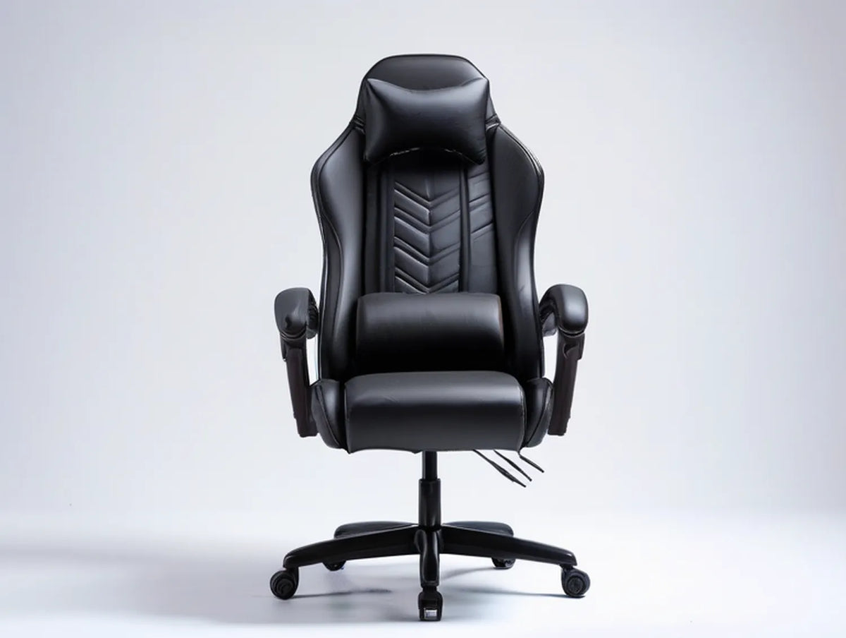 Black Ergonomic Gaming Chair with Retractable Footrest, 66 x 66 x 119-129 cm