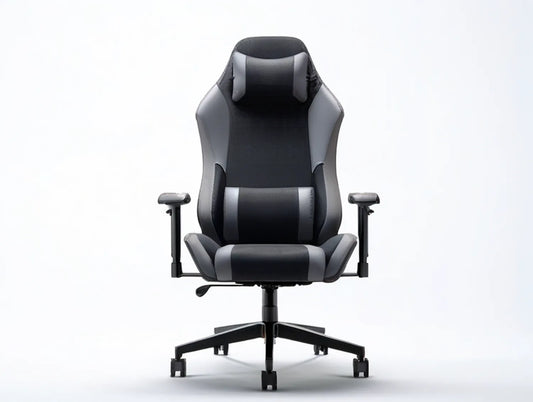 High-Back Adjustable Swivel Gaming Chair, Black/Gray PU Leather, 27.6 x 27.6 x 47.2-51.2 in
